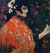 Alexander Yakovlevich GOLOVIN The Woman of spanish had on a shawl red Sweden oil painting artist